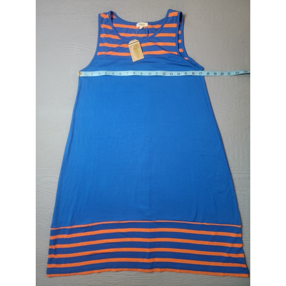 NWT Fanfare Women's Blue & Orange Sleeveless Midi Dress MEDIUM B-34